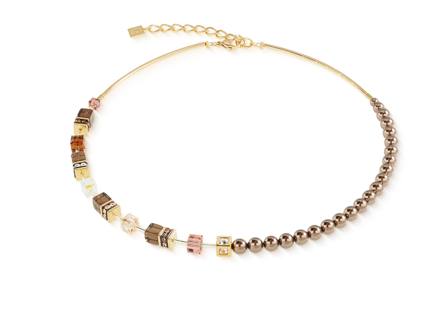 Coeur De Lion - Collana GeoCUBE® Precious Fusion Pearls Mocha Mousse Ref. 5086/10-1100 - CDL