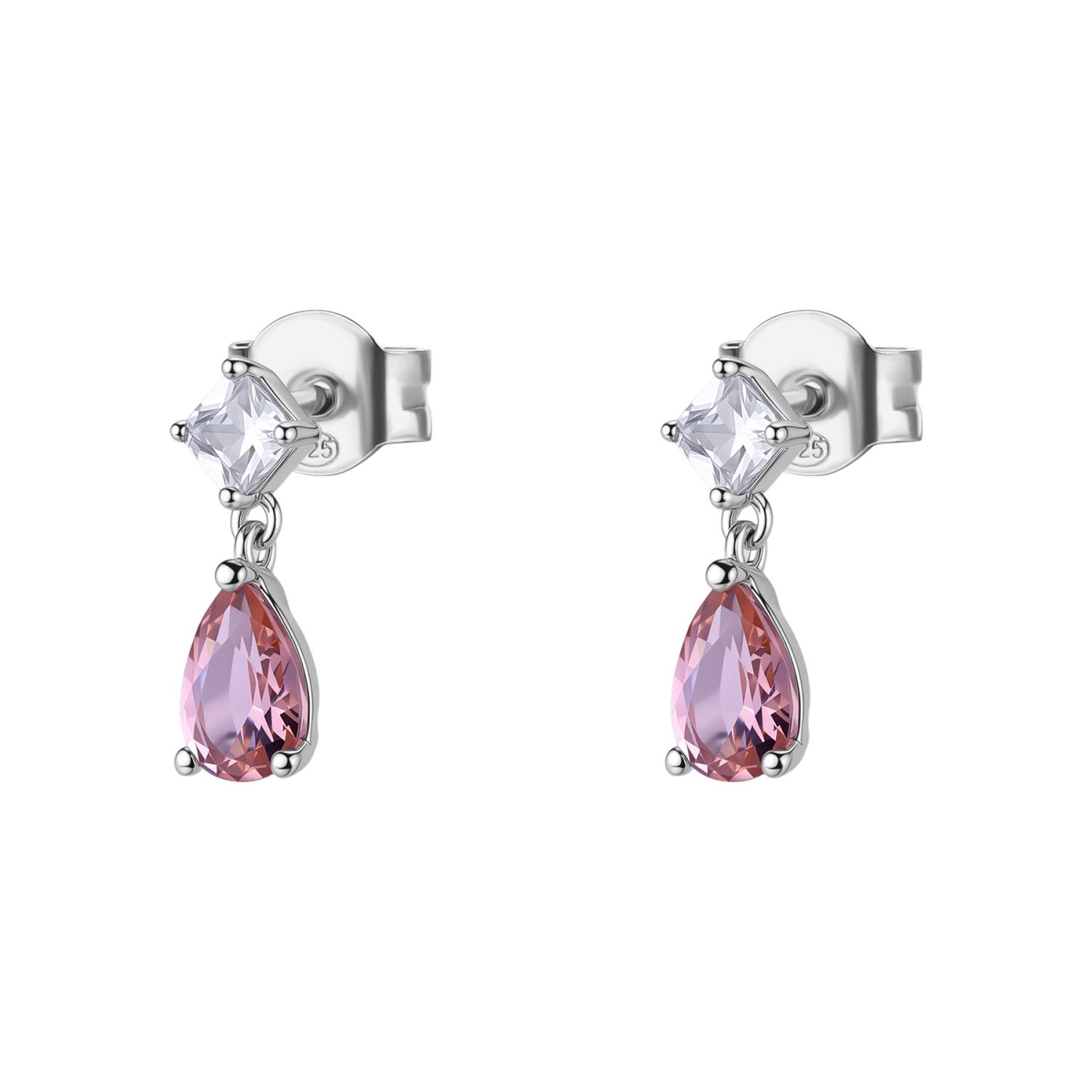 Brosway  - Orecchini  FANCY in argento 925/1000 rodiato e cubic zirconia white e vintage rose, forma pear Ref. FTP14 - BROSWAY