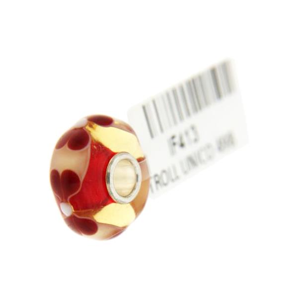Trollbeads Unico in Vetro - OOAK Original Trollbeads Rosso con fiori Rif. UNICO 49B - TROLLBEADS