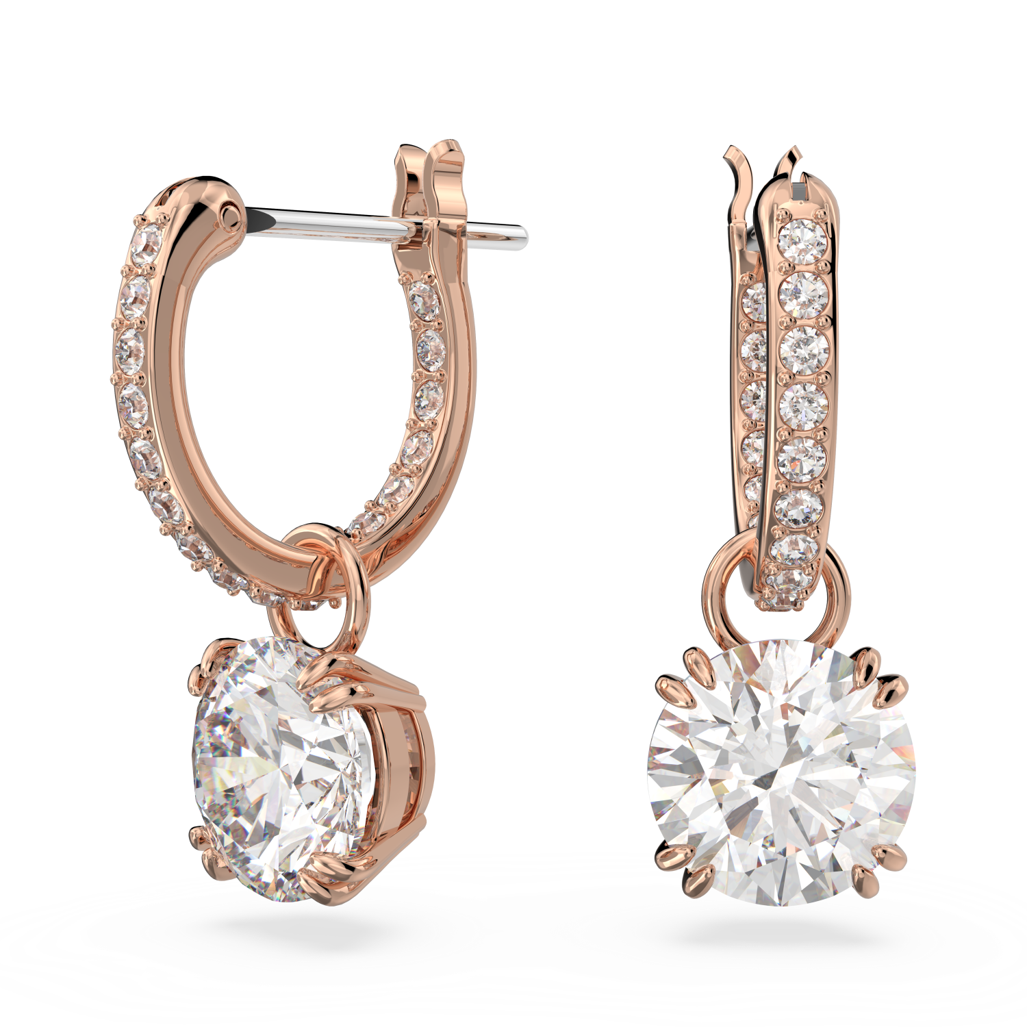 Swarovski - Orecchini pendenti Constella, Taglio tondo, Bianchi, Placcato color oro rosa Ref. 5639975 - SWAROVSKI