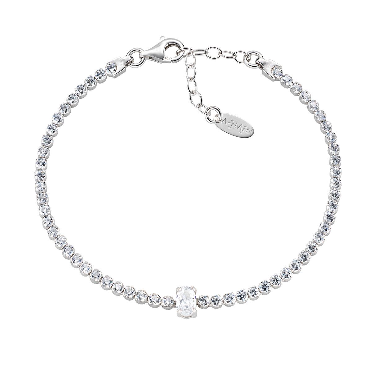 Bracciale Tennis Rodio Zircone Ovale - Amen Collection Ref. BT21OVBBZ16 - AMEN