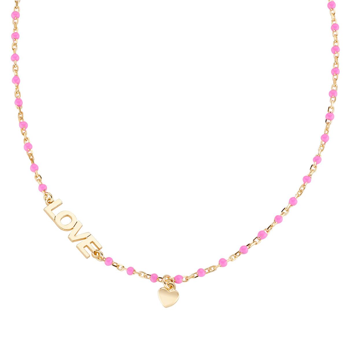 Collana "Infinito" in Argento Dorato con Smalto Fucsia - Amen Collection Ref. CLSMLOGF1 - AMEN