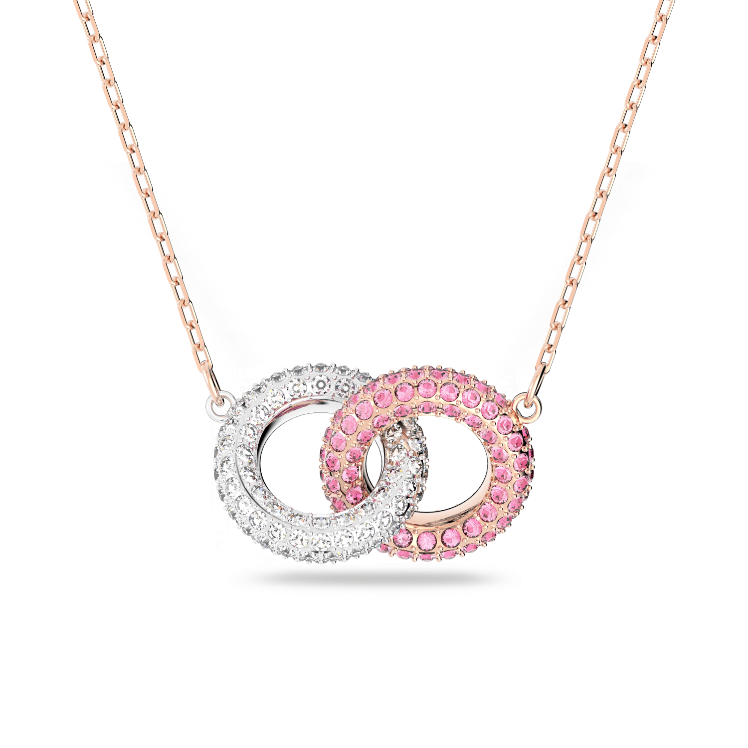 Swarovski - Collana Stone, Cerchi intrecciati, Rosa, Placcato color oro rosa Ref. 5642884 - SWAROVSKI