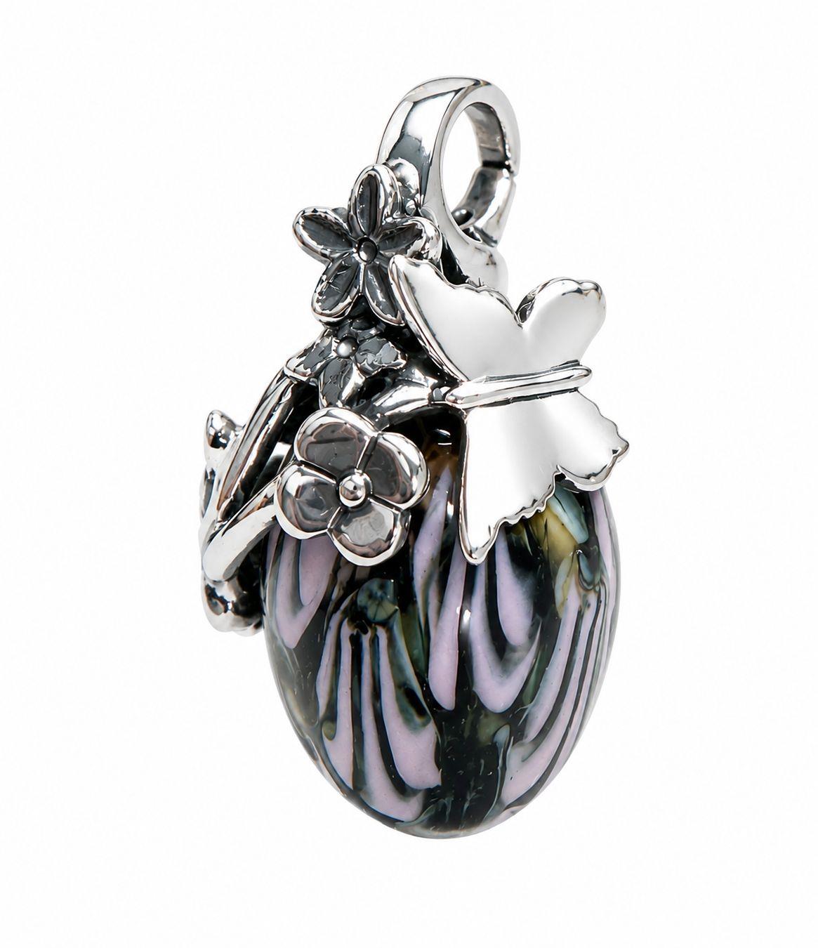 Trollbeads Speciali Pendente Primavera in Fiore Liscio nero rosa - TROLLBEADS