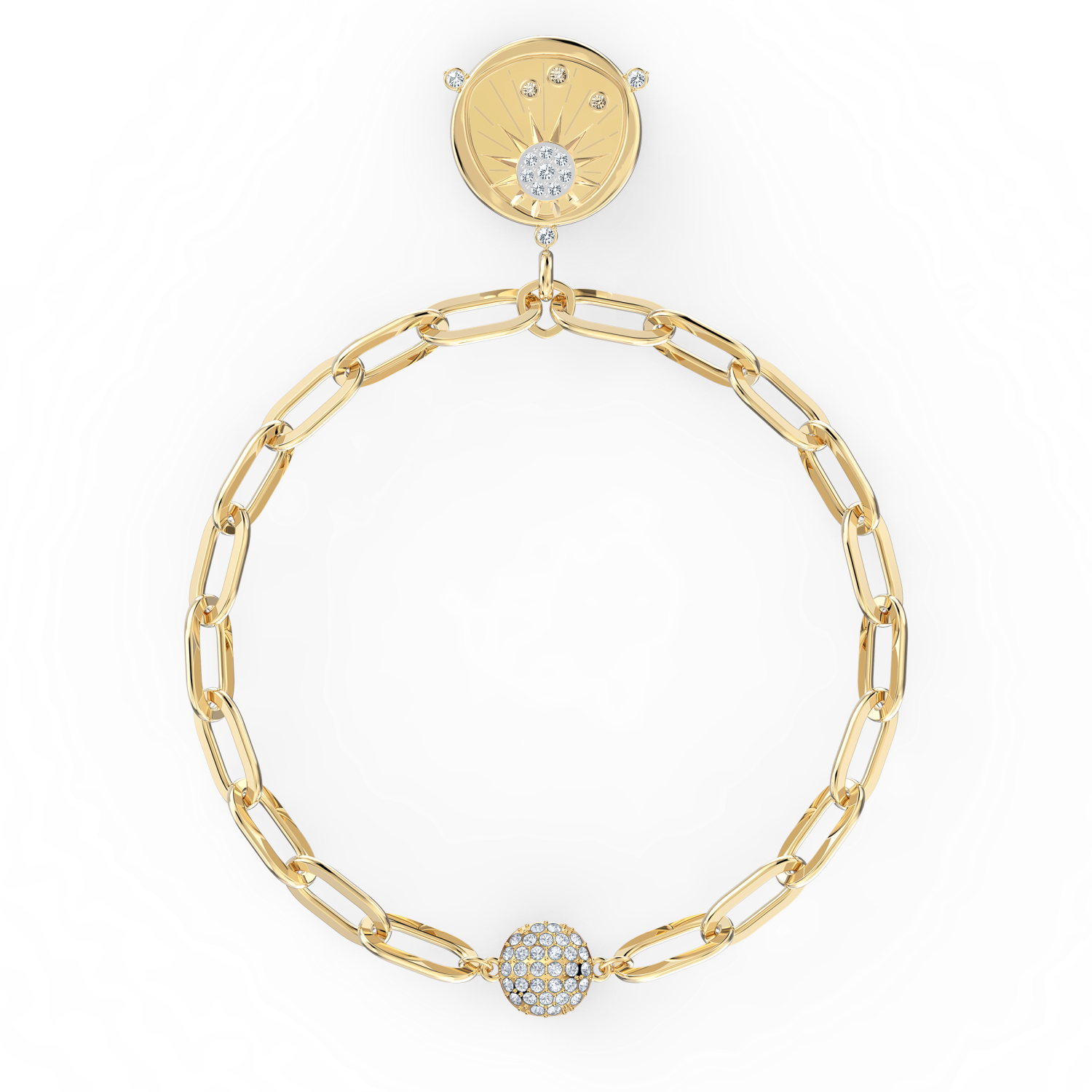 Swarovski - Braccialetto The Elements, Elemento del fuoco, sole, Bianco, Placcato color oro Ref. 5569190 - SWAROVSKI