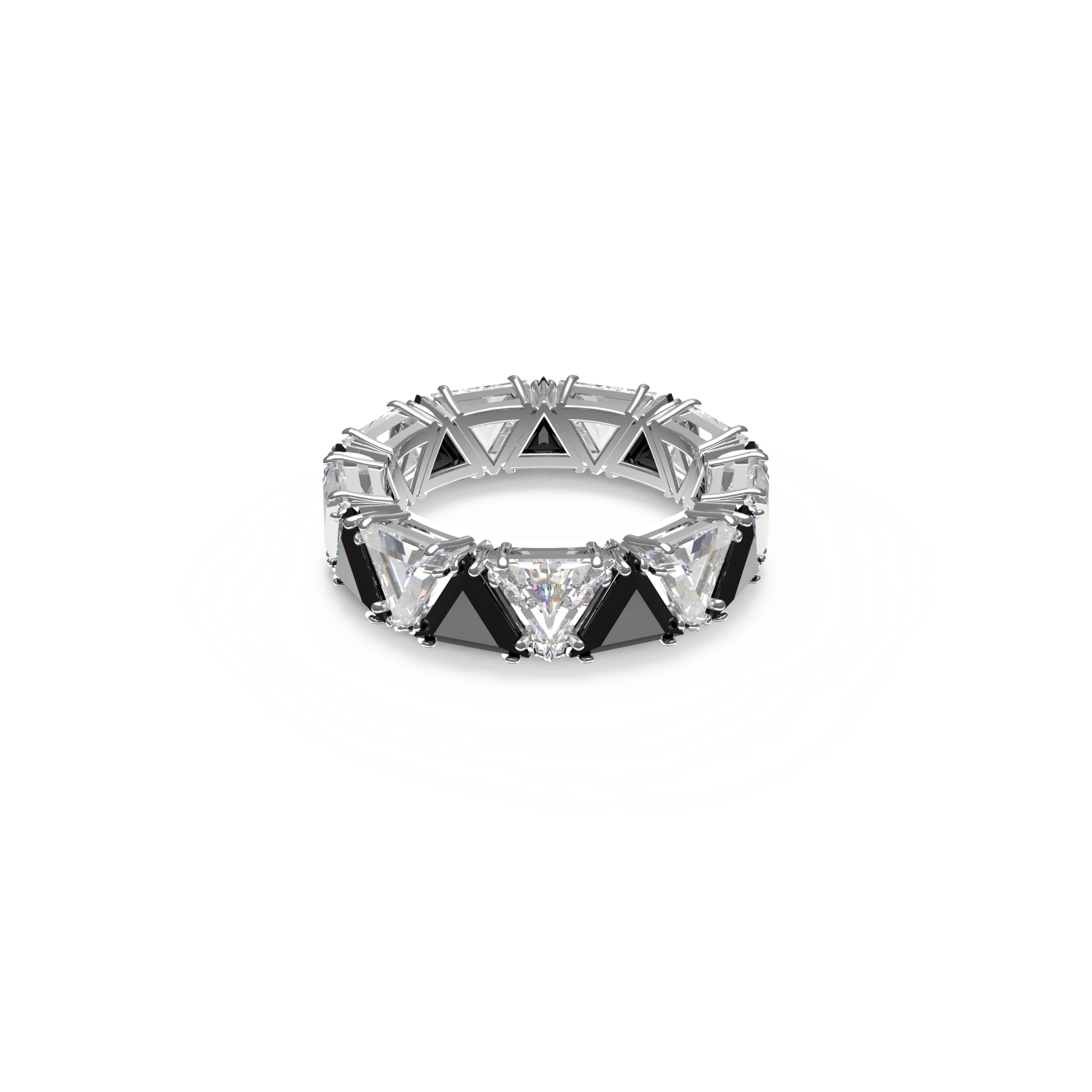 Swarovski - Anello cocktail Ortyx, Taglio triangolo, Nero, Placcato rodio Ref. 5620672 - SWAROVSKI