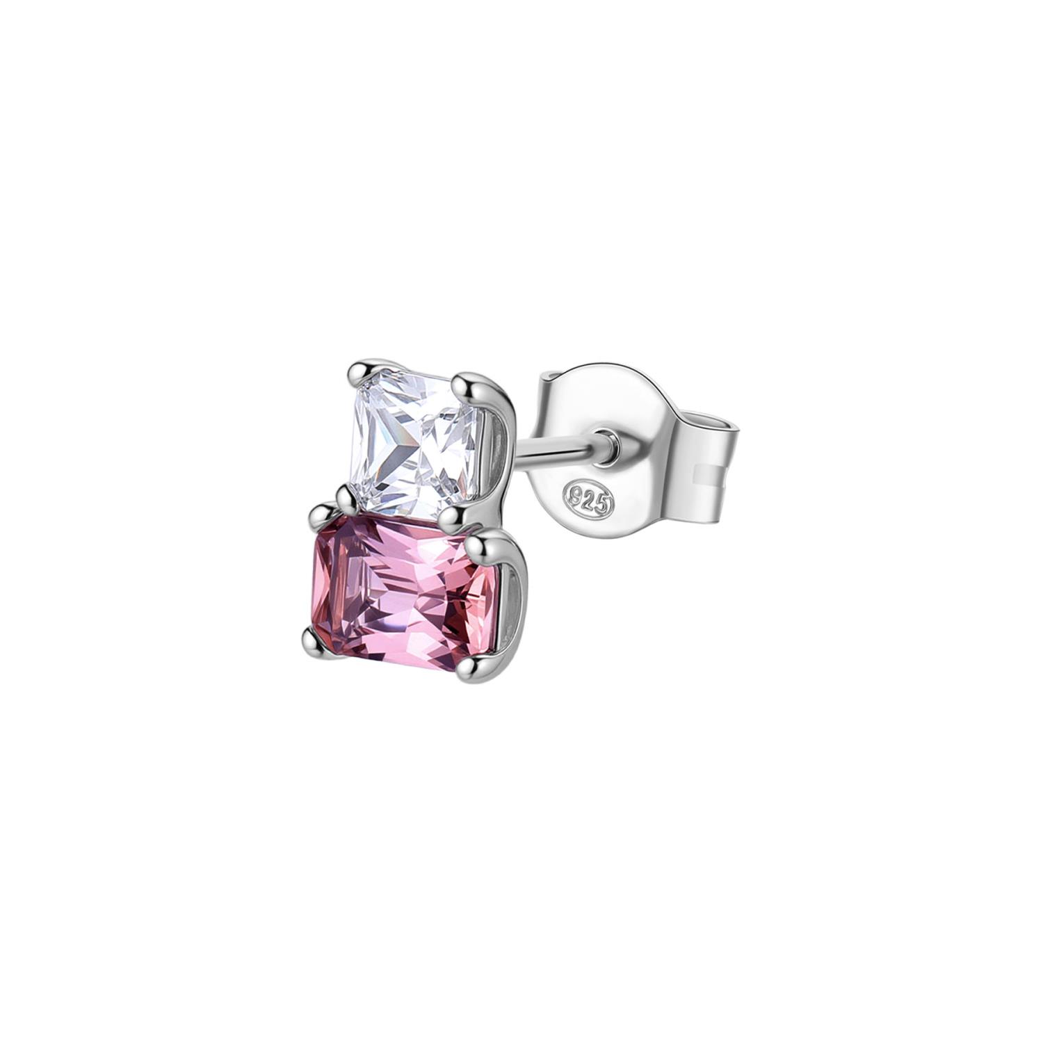 Brosway - Orecchino lobo FANCY in argento 925/1000 rodiato e cubic zirconia white e vintage rose, forma cuore Ref. FTP10 - BROSWAY