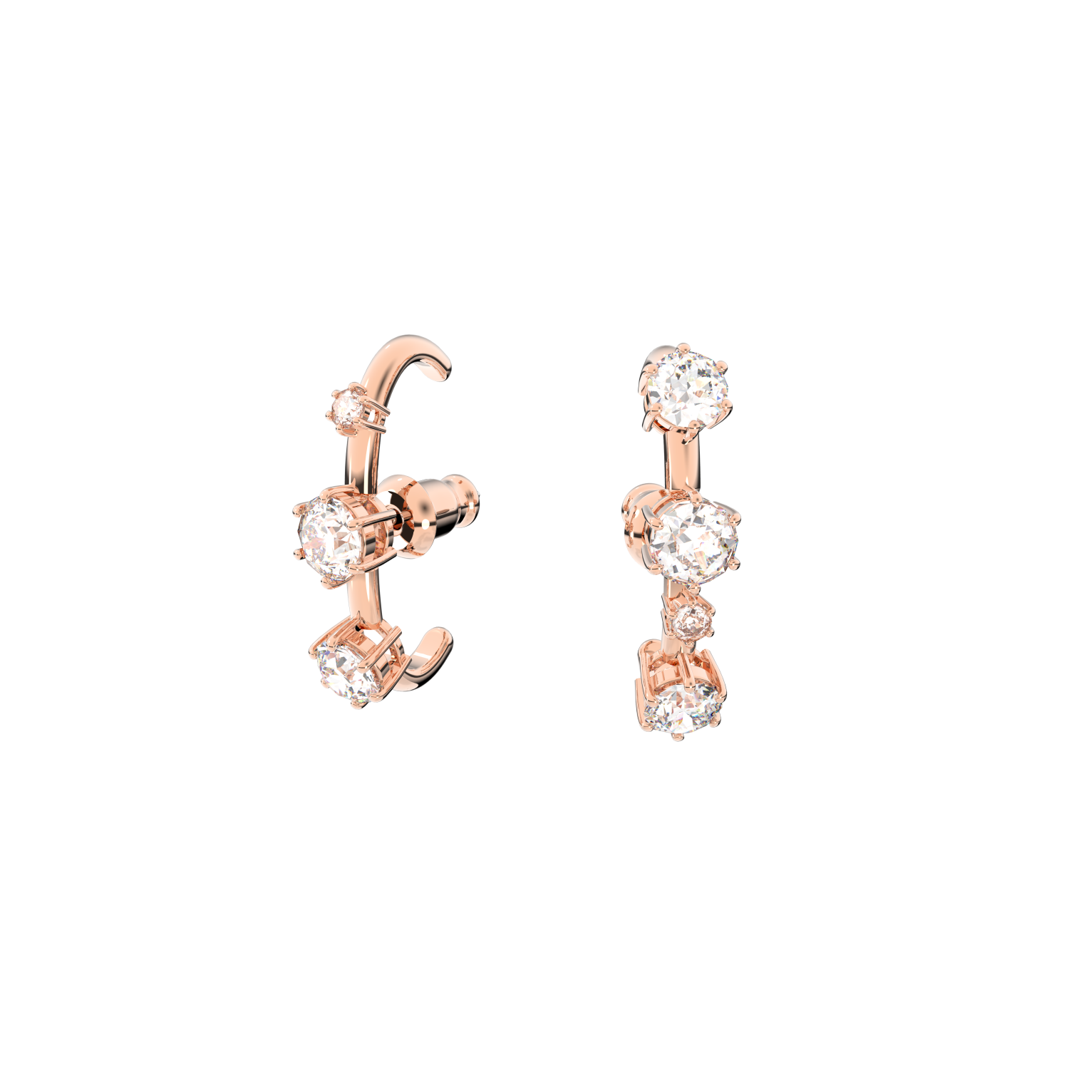 Swarovski - Orecchino ear cuff Constella, Set (2), Asimmetrico, Bianco, Placcato color oro rosa Ref. 5620130 - SWAROVSKI