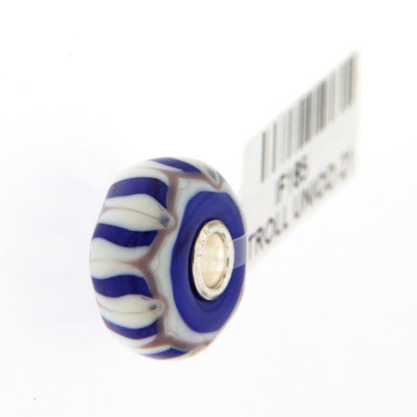 Trollbeads Unico in Vetro - OOAK Original Trollbeads  bianco e blu Rif. UNICO 21 - TROLLBEADS