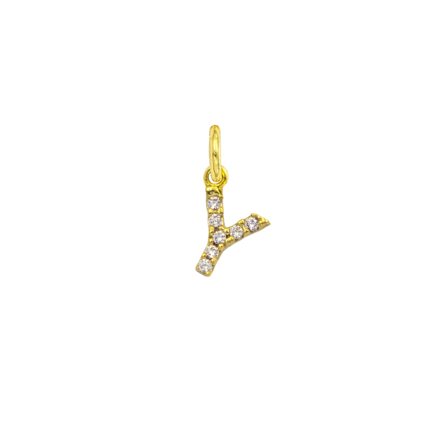 Charm Lettera Y in Oro 9 Kt e Zirconi  Ref. A0554G9 - FACCO