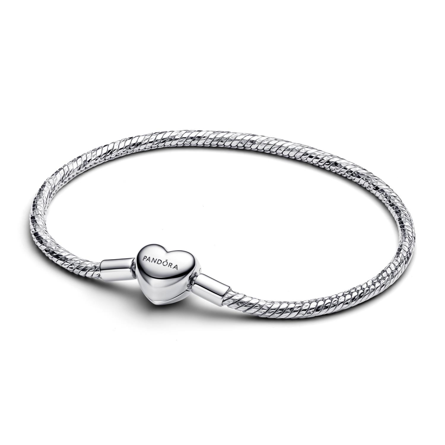 Pandora - Bracciale Maglia Snake Sfaccettata con Chiusura a Cuore da Incidere Ref. 594236C00-17 - PANDORA