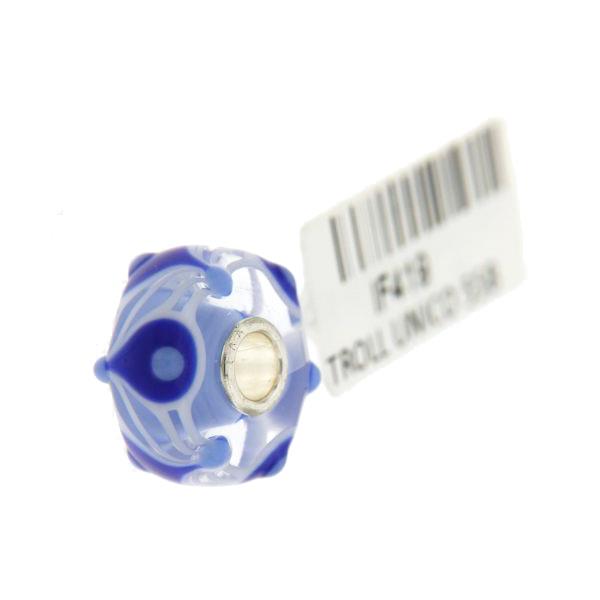 Trollbeads Unico in Vetro - OOAK Original Trollbeads Azzurro con mongolfiere blu Rif. UNICO 55B - TROLLBEADS