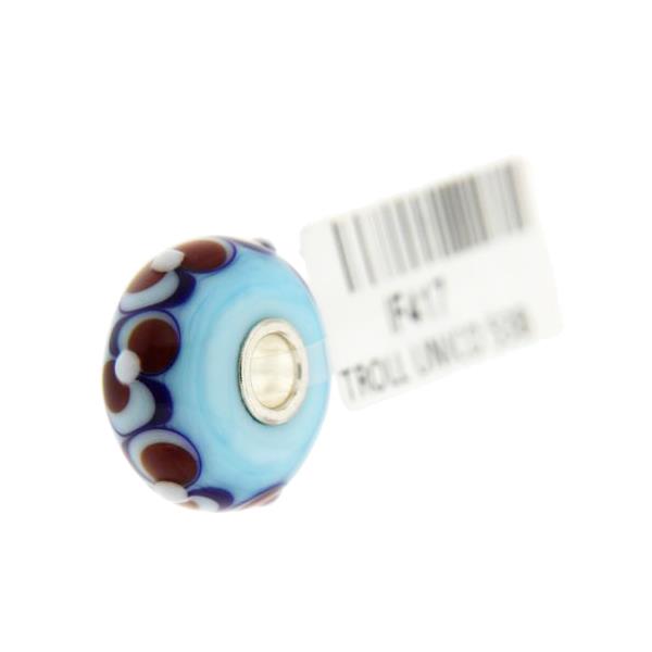 Trollbeads Unico in Vetro - OOAK Original Trollbeads Celeste con fiocchi Rif. UNICO 53B - TROLLBEADS