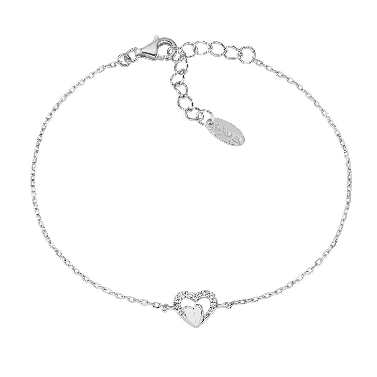 Bracciale con Cuori e Zirconi - Amen Collection Ref. BRHPBBZ - AMEN