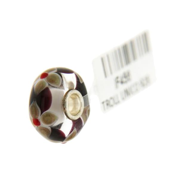 Trollbeads Unico in Vetro - OOAK Original Trollbeads Petali marroni e fiori oro Rif. UNICO 92B - TROLLBEADS