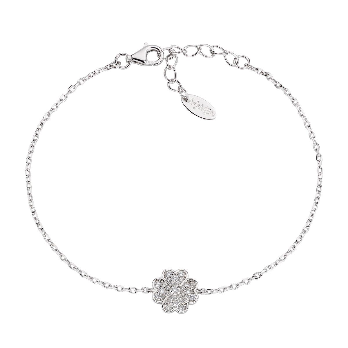 Bracciale "Quadrifoglio" in Argento con Zirconi - Amen Collection Ref. BRQCBBZ - AMEN