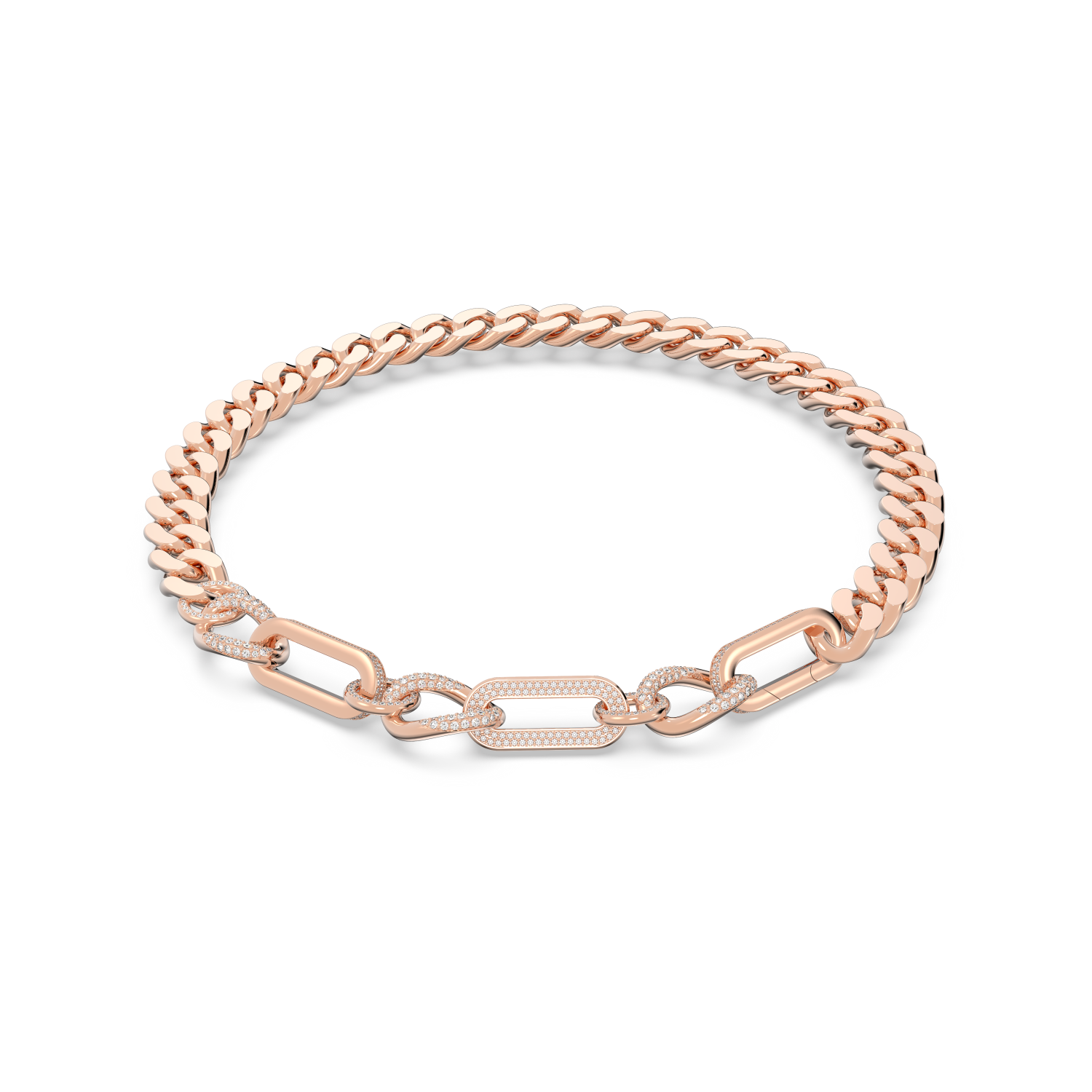 Swarovski - Collana Dextera, Statement, Link misti, Bianca, Placcato color oro rosa Ref. 5655649 - SWAROVSKI