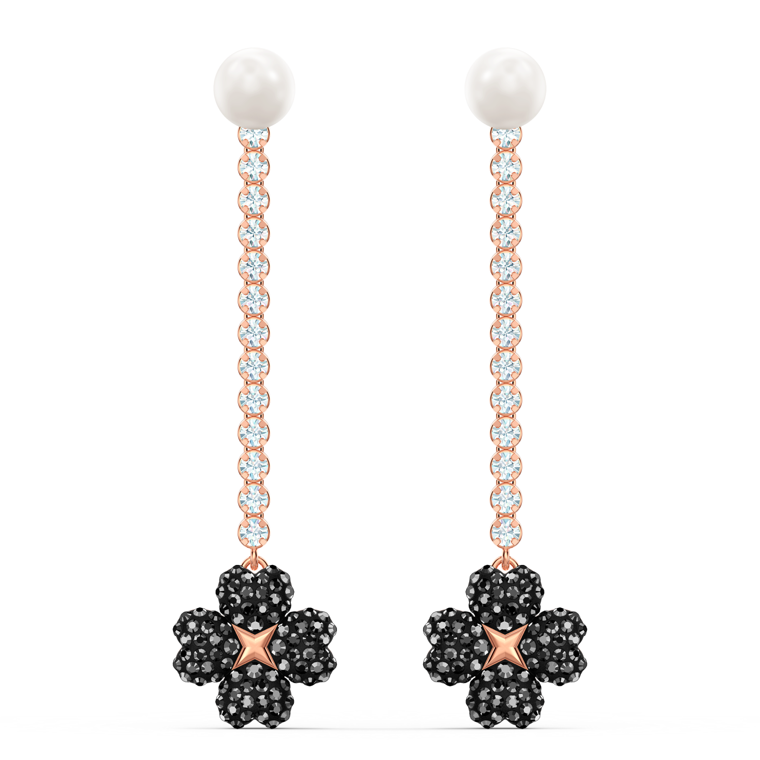 Swarovski - Orecchini Latisha, nero, placcato color oro Rosa Ref. 5516426 - SWAROVSKI