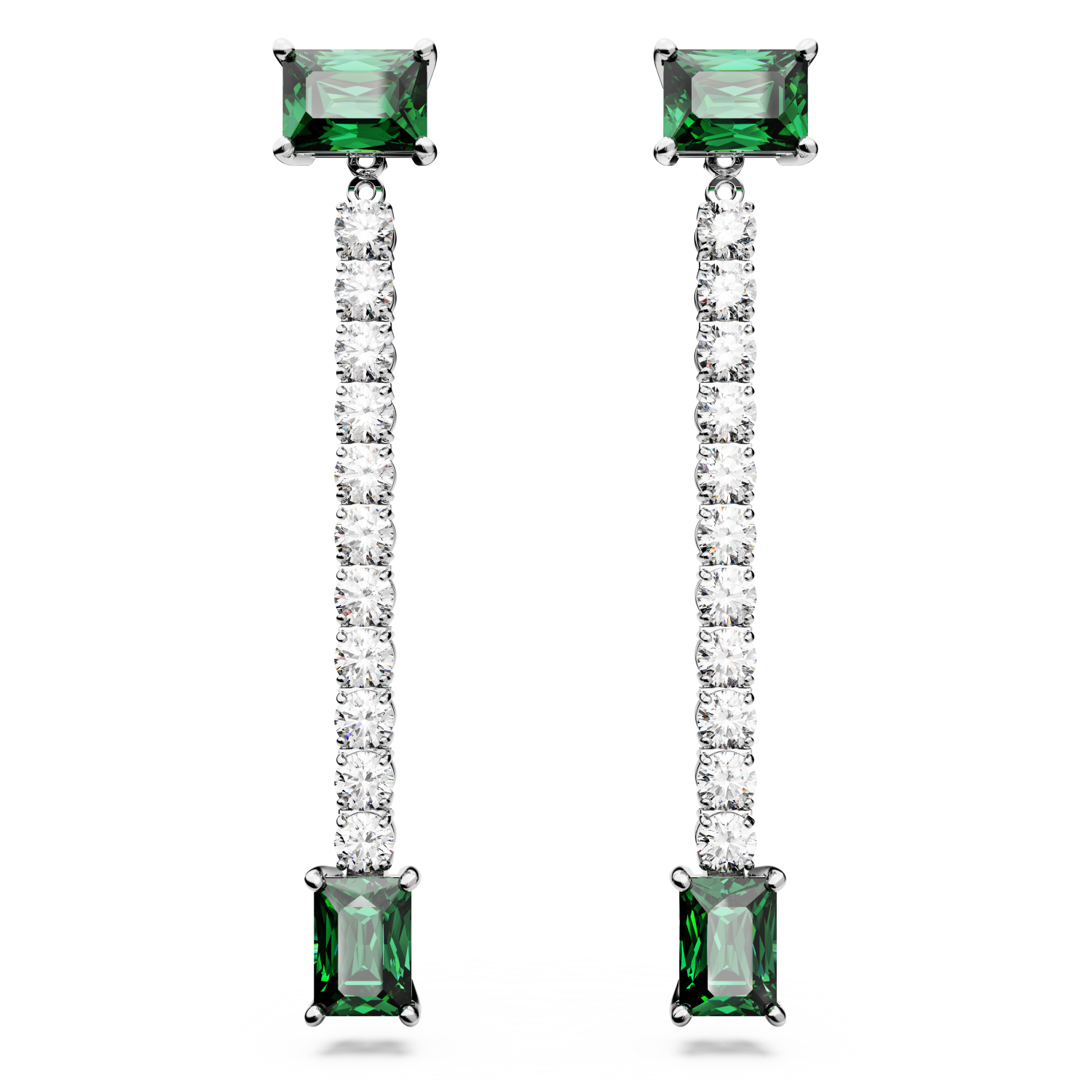 Swarovski - Orecchini pendenti Matrix, Taglio misto, Verdi, Placcato rodio Ref. 5665786 - SWAROVSKI