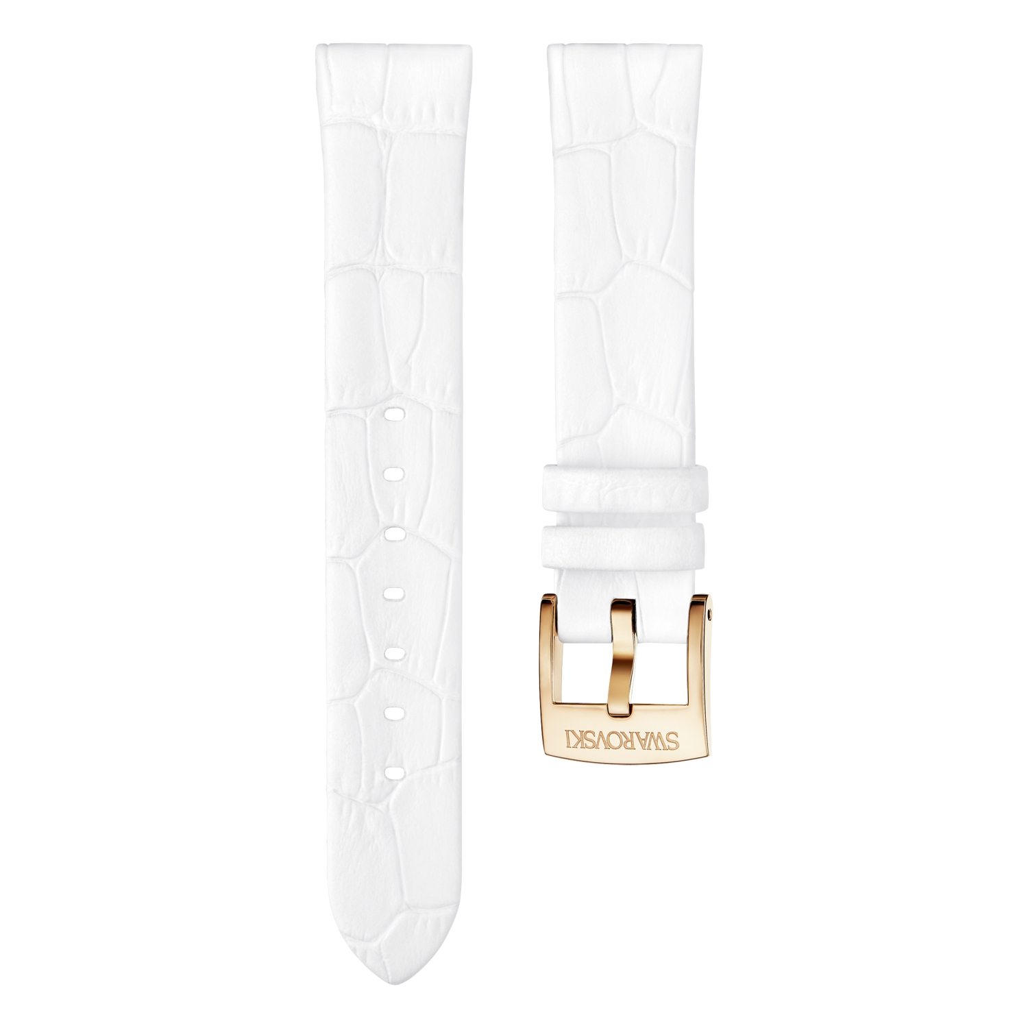Swarovski - Cinturino per orologio 18mm, Pelle, Bianco, Placcato color oro rosa Ref. 5345733 - SWAROVSKI