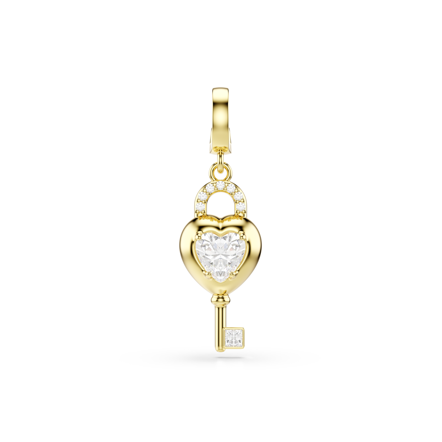 Swarovski - Charm Idyllia, Taglio misto, Cuore con chiave, Bianco, Placcato color oro Ref. 5742959 - SWAROVSKI