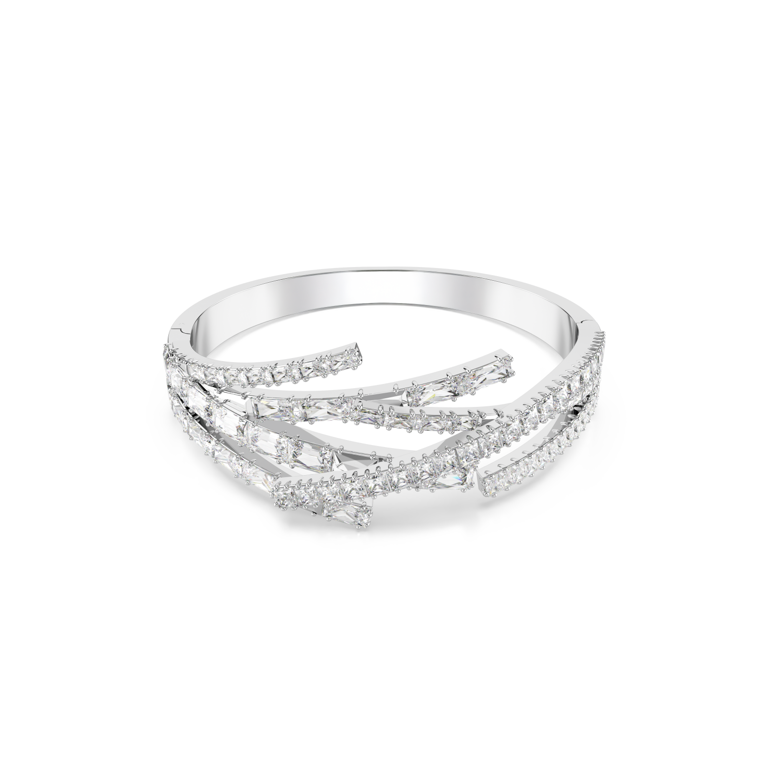 Swarovski - Bracciale rigido Matrix, Taglio misto, Bianco, Placcato rodio Ref. 5726294 - SWAROVSKI