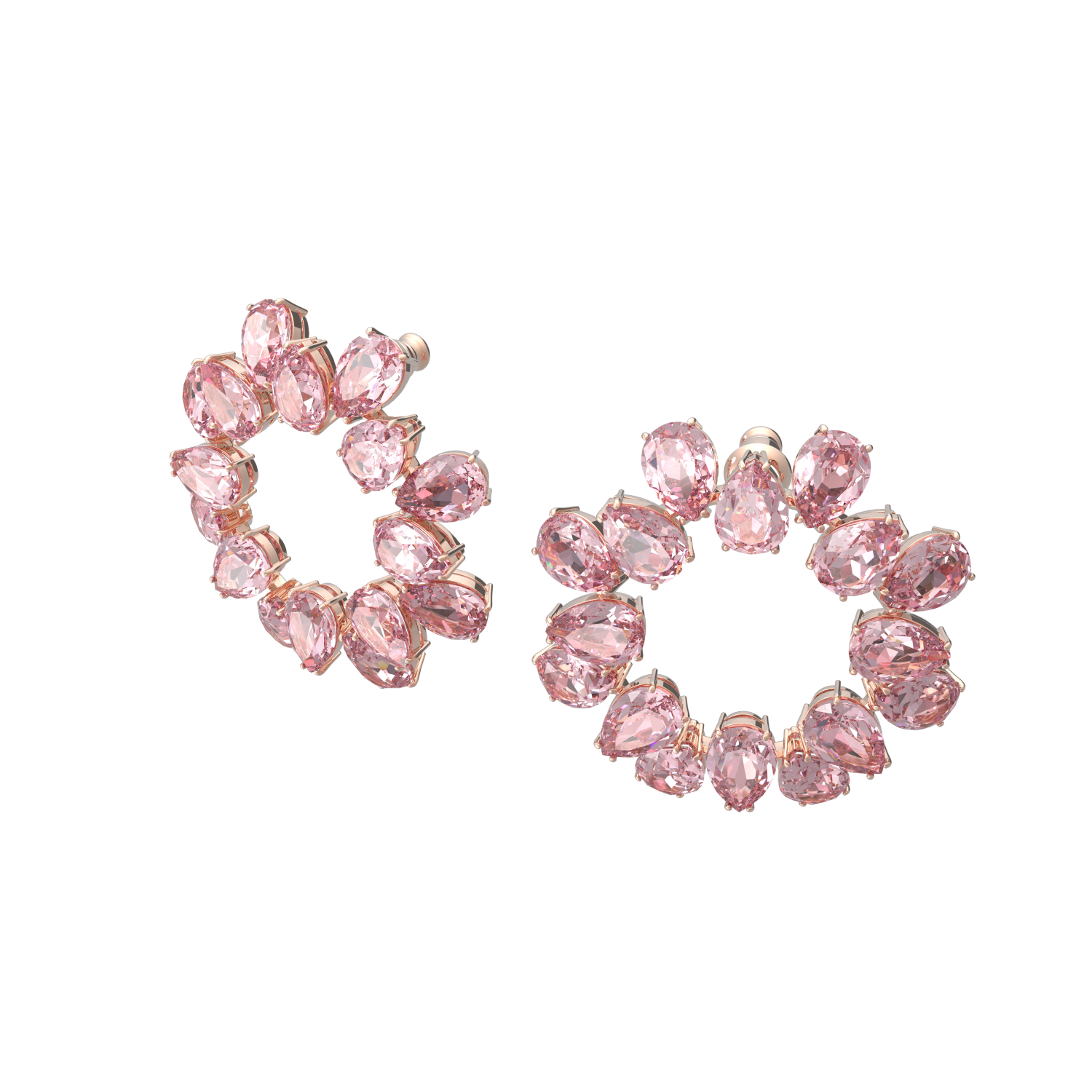 Philip Jones Orecchini A Cerchio Foglia Placcati Oro Rosa Con Cristalli Zircondia – Huggie 14x16 Mm, Ipoallergenici, In Sacchetto Regalo
