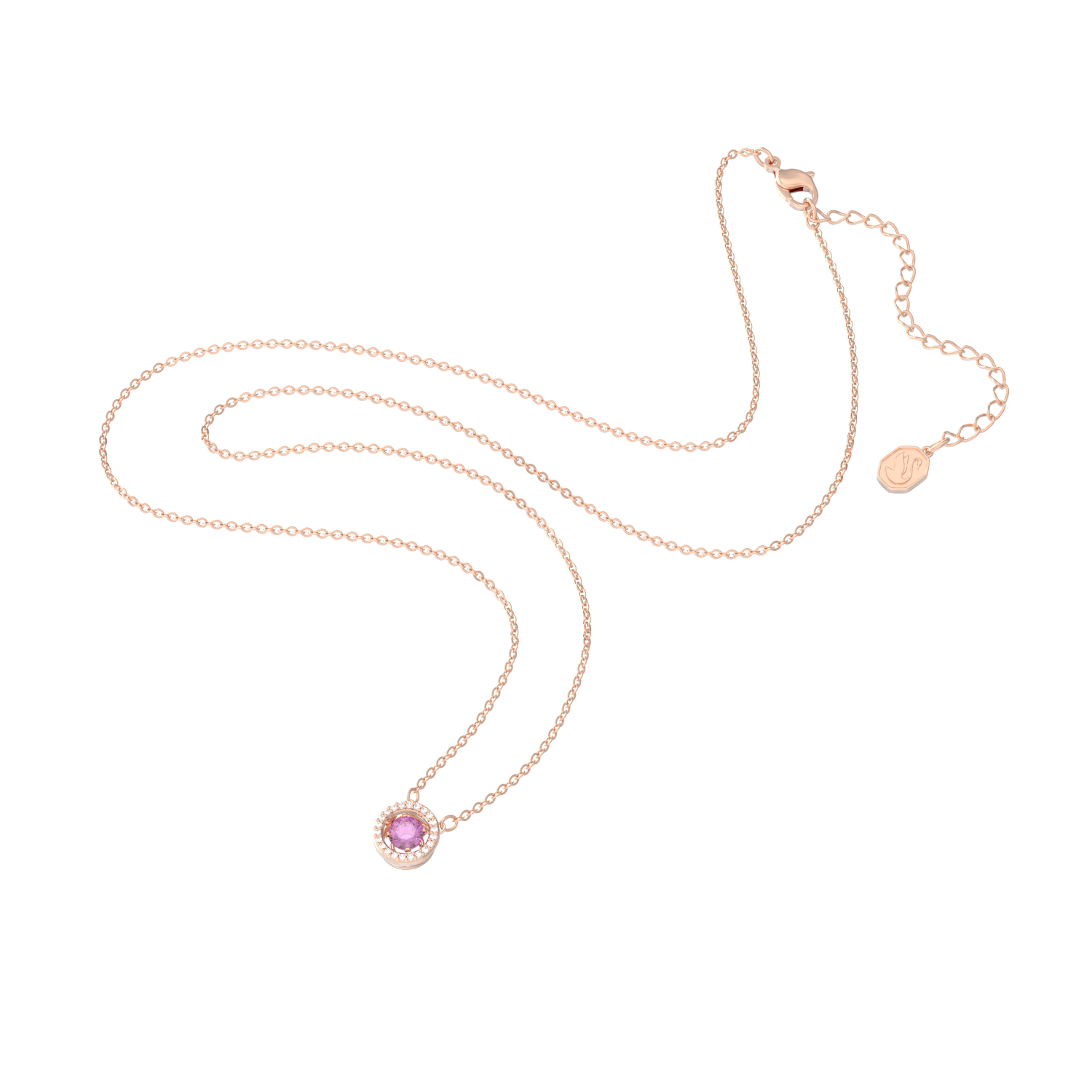Swarovski - Pendente Swarovski Sparkling Dance, Taglio tondo, Viola, Placcato color oro rosa Ref. 5620551 - SWAROVSKI