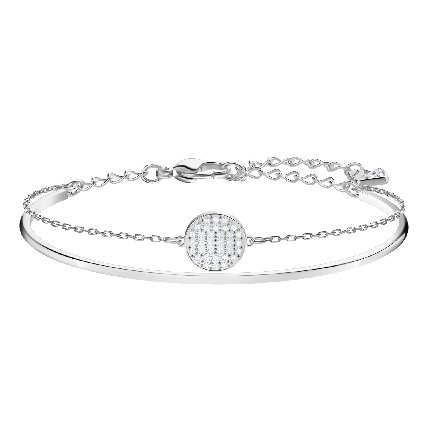 Swarovski - Bracciale rigido Ginger, Bianco, Placcato rodio Ref. 5389044 - SWAROVSKI