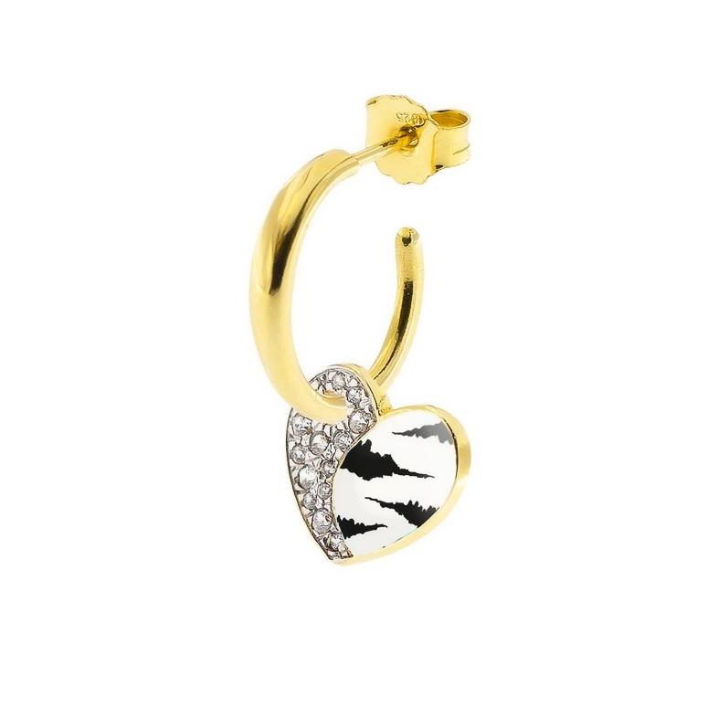 Orecchino Rue des Mille - Jungle Tribe mono orecchino cuore zebrato Ref. W-ORJ-02 Z - RUE DES MILLE