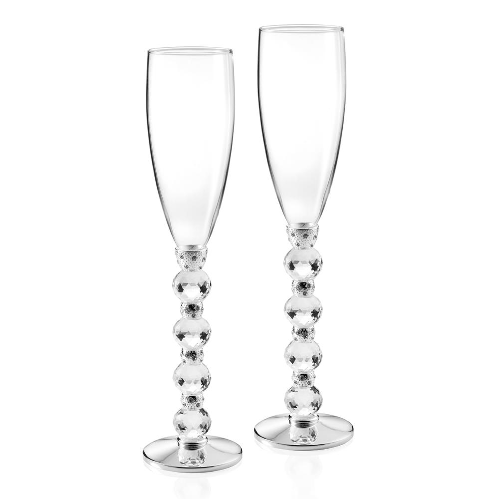 Set Flute Ottaviani - Metallo Argentato e Cristalli Ref. 77189 - OTTAVIANI