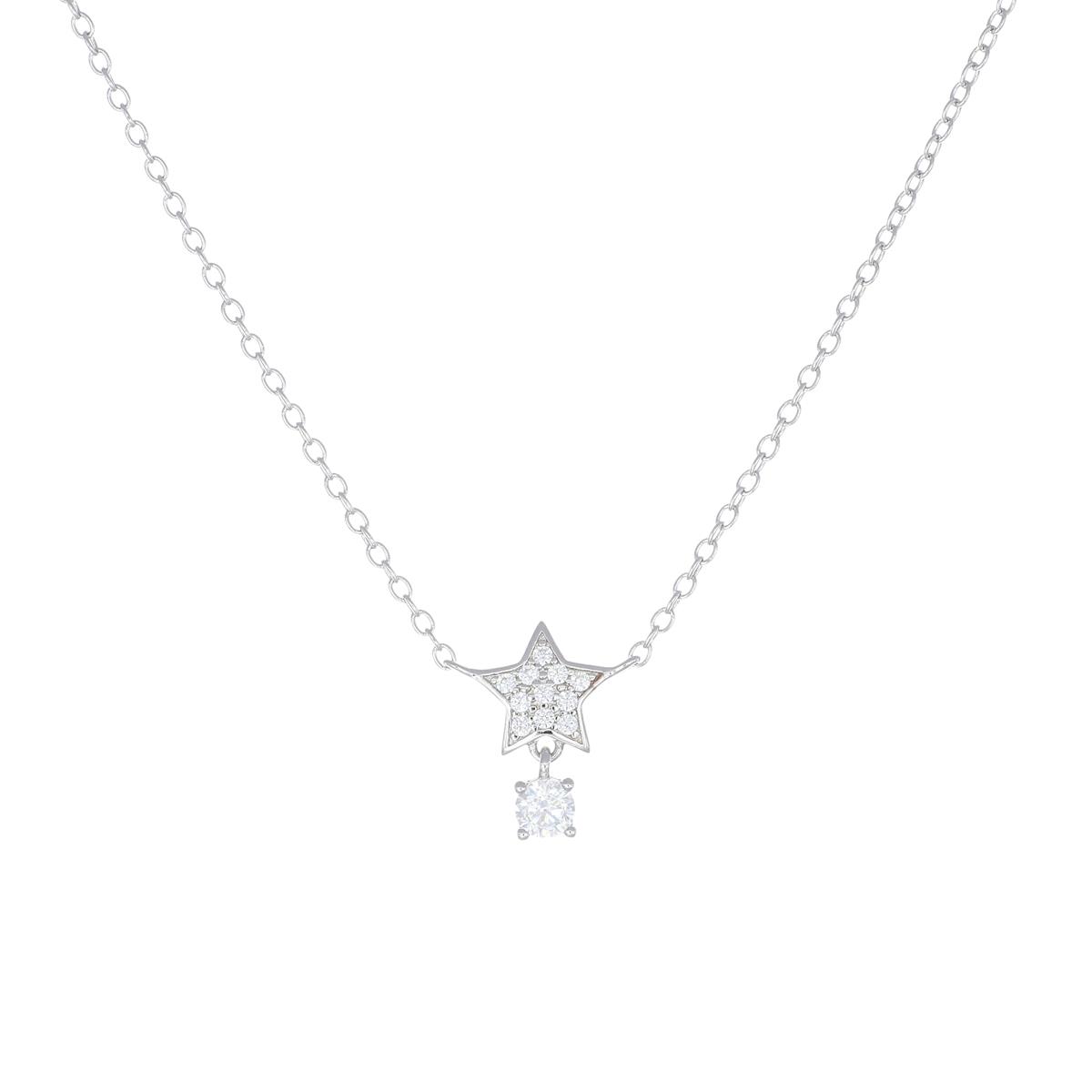 Collana Stella e Punto Luce con Zirconi Bianchi - Amen Collection Ref. CLPSBBZ - AMEN