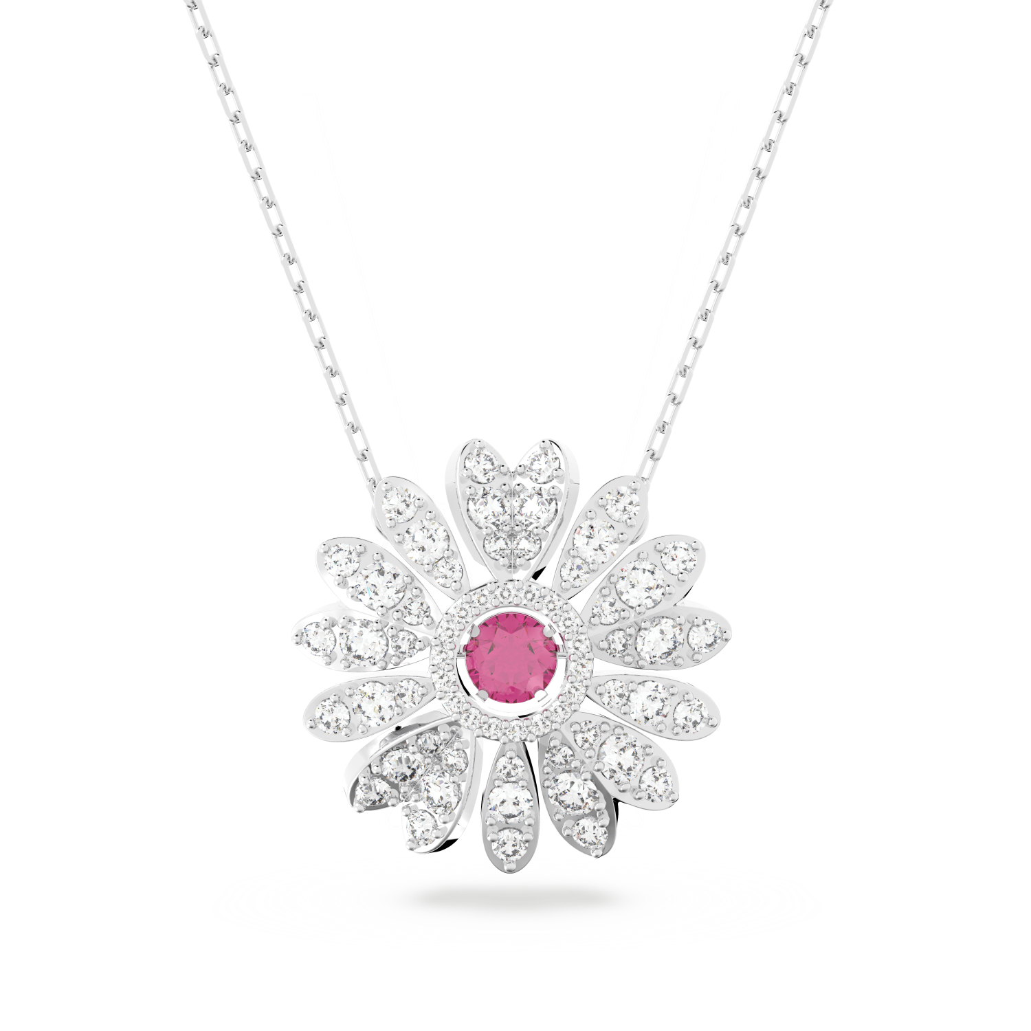 Swarovski - Pendente Eternal Flower, Fiore, Rosa, Placcato rodio Ref. 5642870 - SWAROVSKI