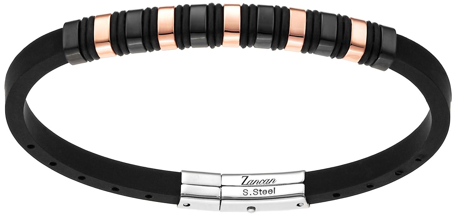 Bracciale Zancan da uomo in Acciaio e Caucci&ugrave; nero Ref. UHB035 - ZANCAN