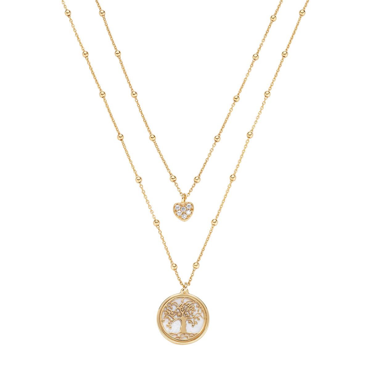 Callana Doppia Albero Della Vita Cuore Zirconi - Amen Collection Ref. CL2ALCUG1 - AMEN