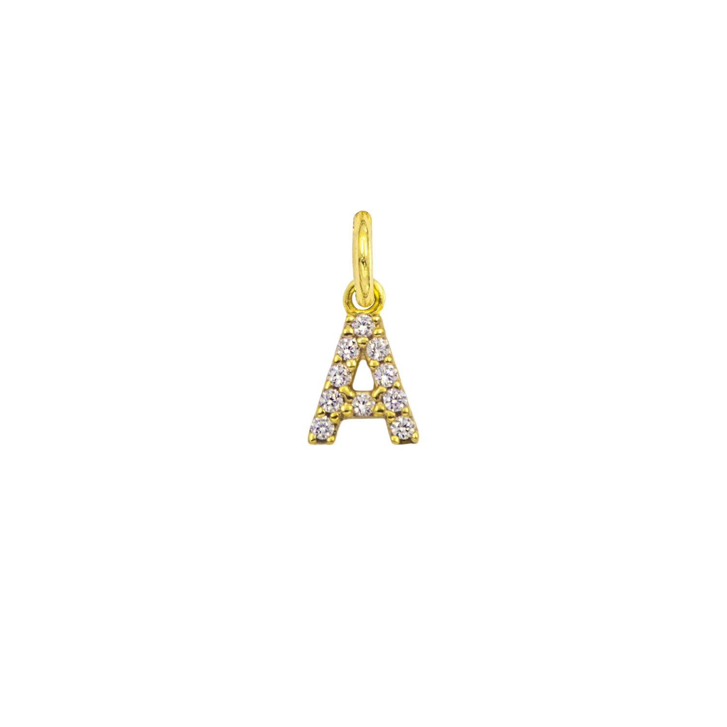 Charm Lettera A in Oro 9 Kt e Zirconi  Ref. A0531G9 - FACCO