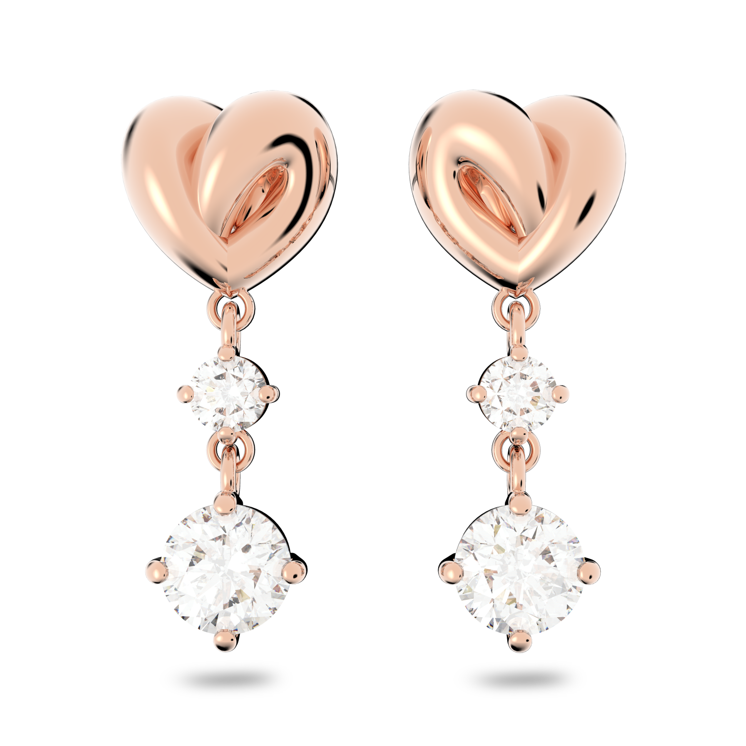 Swarovski - Orecchini pendenti Lifelong Heart, Cuore, Bianchi, Placcato color oro rosa Ref. 5517942 - SWAROVSKI