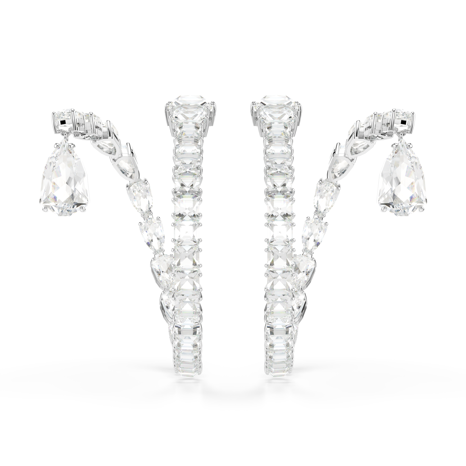 Swarovski - Orecchini a cerchio Matrix, Taglio misto, Bianchi, Placcato rodio Ref. 5692524 - SWAROVSKI