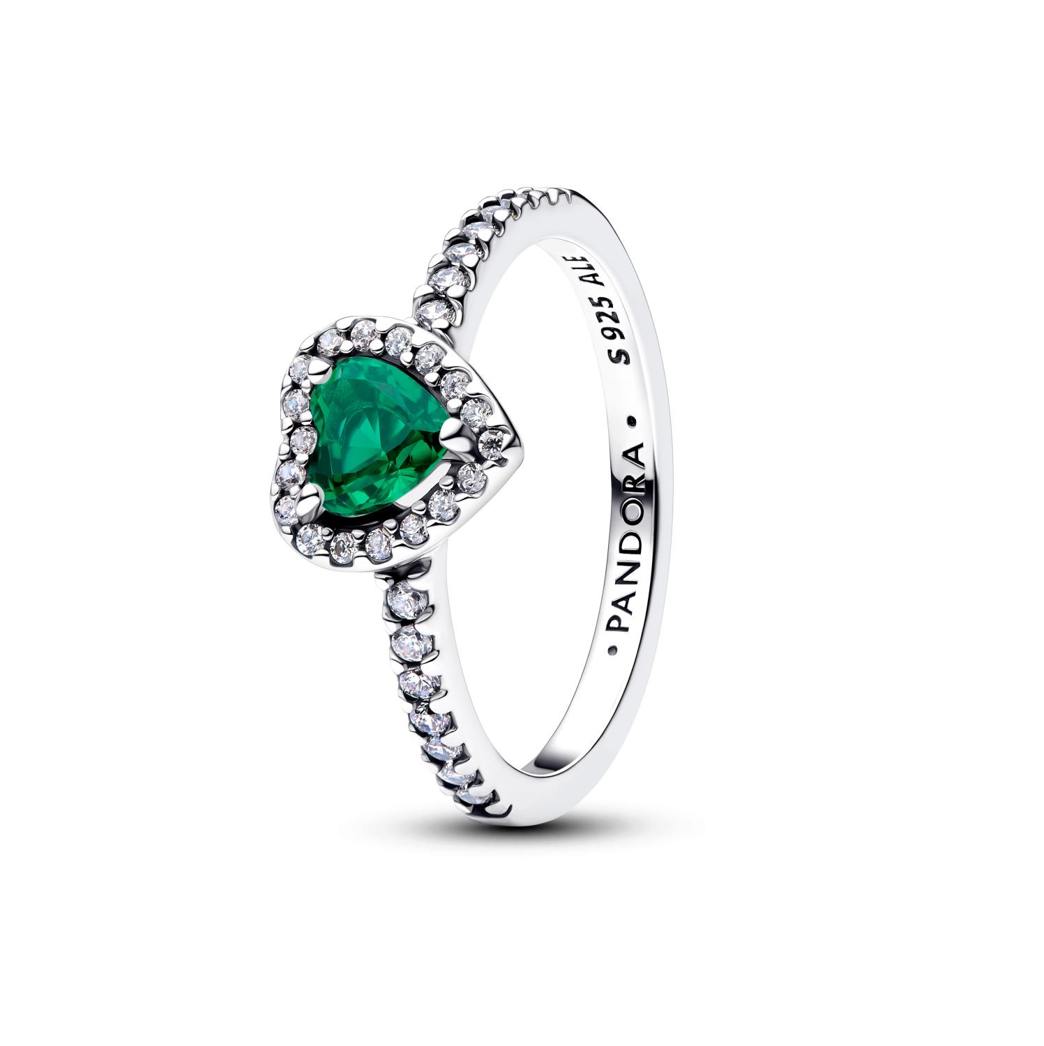 Pandora - Anello Cuore in Rilievo Verde Scuro Ref. 198421C07-50 - PANDORA