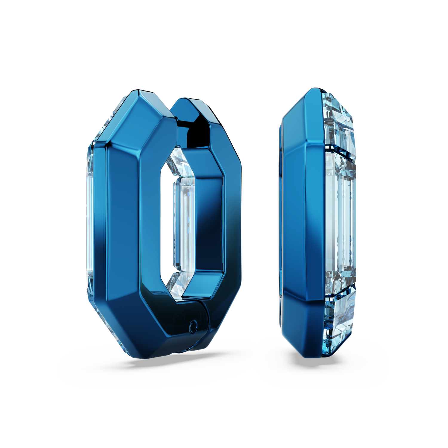 Swarovski - Orecchini a cerchio Lucent, Forma ottagonale, Piccoli, Blu Ref. 5696038 - SWAROVSKI