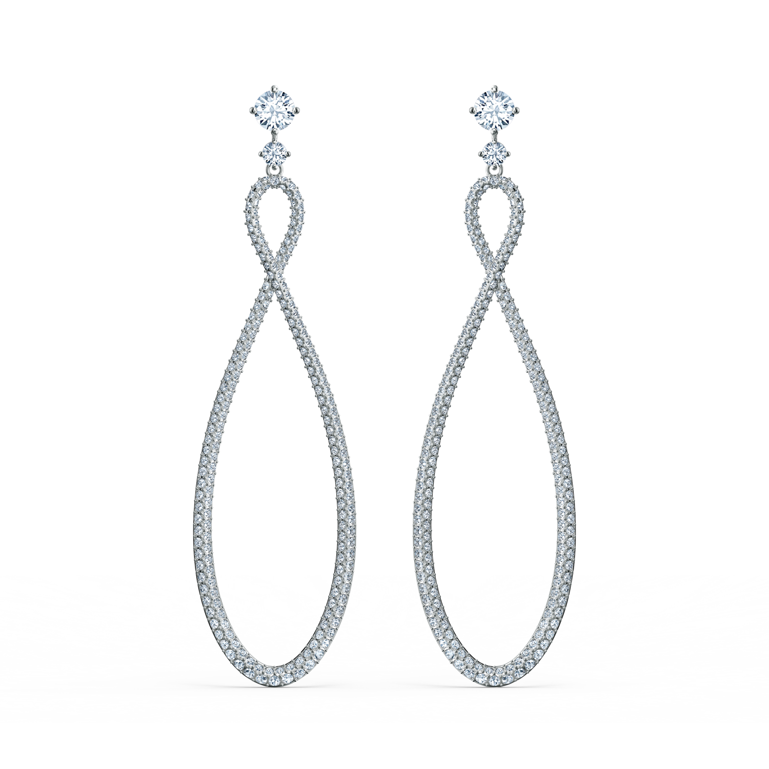 Swarovski - Orecchini Swarovski Infinity, Infinito, Bianco, Placcato rodio Ref. 5518878 - SWAROVSKI
