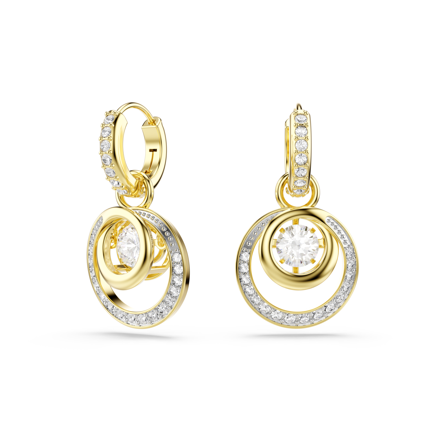 Swarovski - Orecchini pendenti Hyperbola, Taglio Round, Bianchi, Placcato color oro Ref. 5738249 - SWAROVSKI