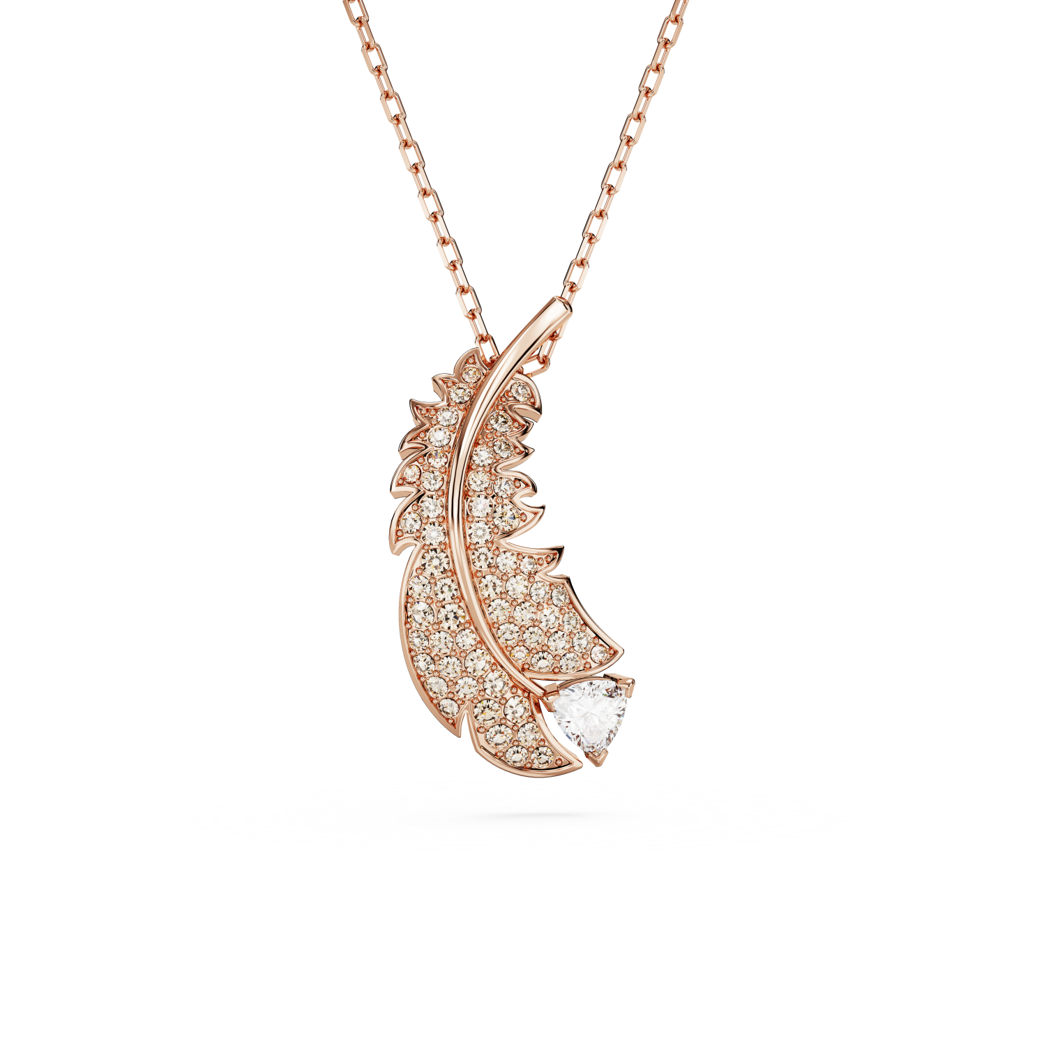 Swarovski - Pendente Nice, Piuma, Bianco, Placcato color oro rosa Ref. 5663483 - SWAROVSKI