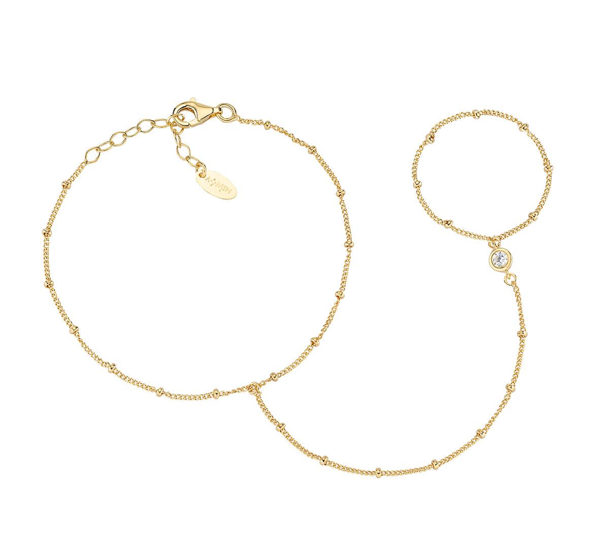 Baciamano Dorato e Zircone Bianco - Amen Collection Ref. BAMAGBZ4 - AMEN