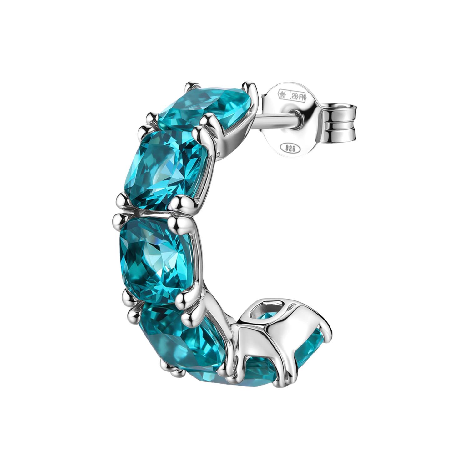 Brosway - Orecchino cerchietto FANCY in argento 925/1000 rodiato e cubic zirconia paraiba, forma cushion Ref. FAG13 - BROSWAY