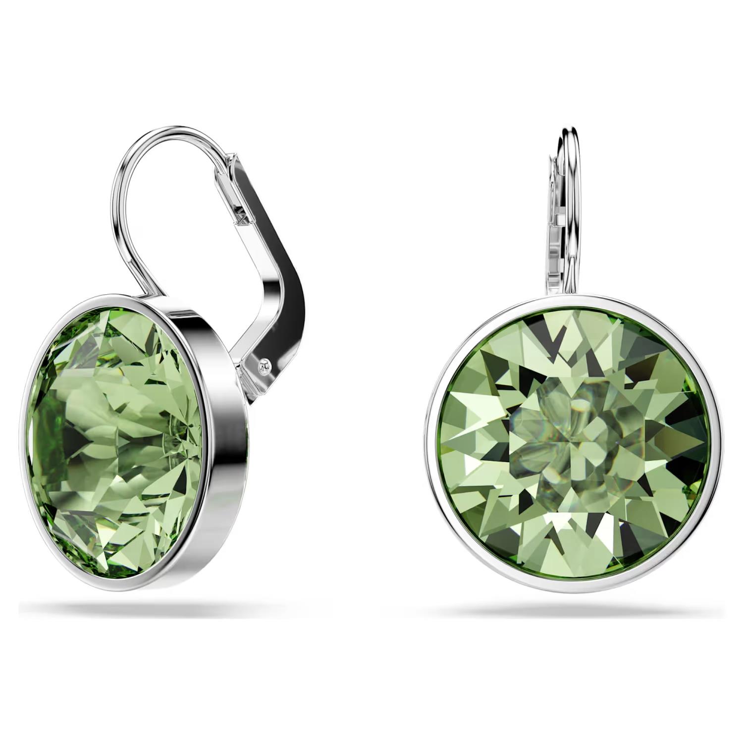 Swarovski - Orecchini pendenti Bella, Taglio Round, Verdi, Placcato rodio Ref. 5724291 - SWAROVSKI