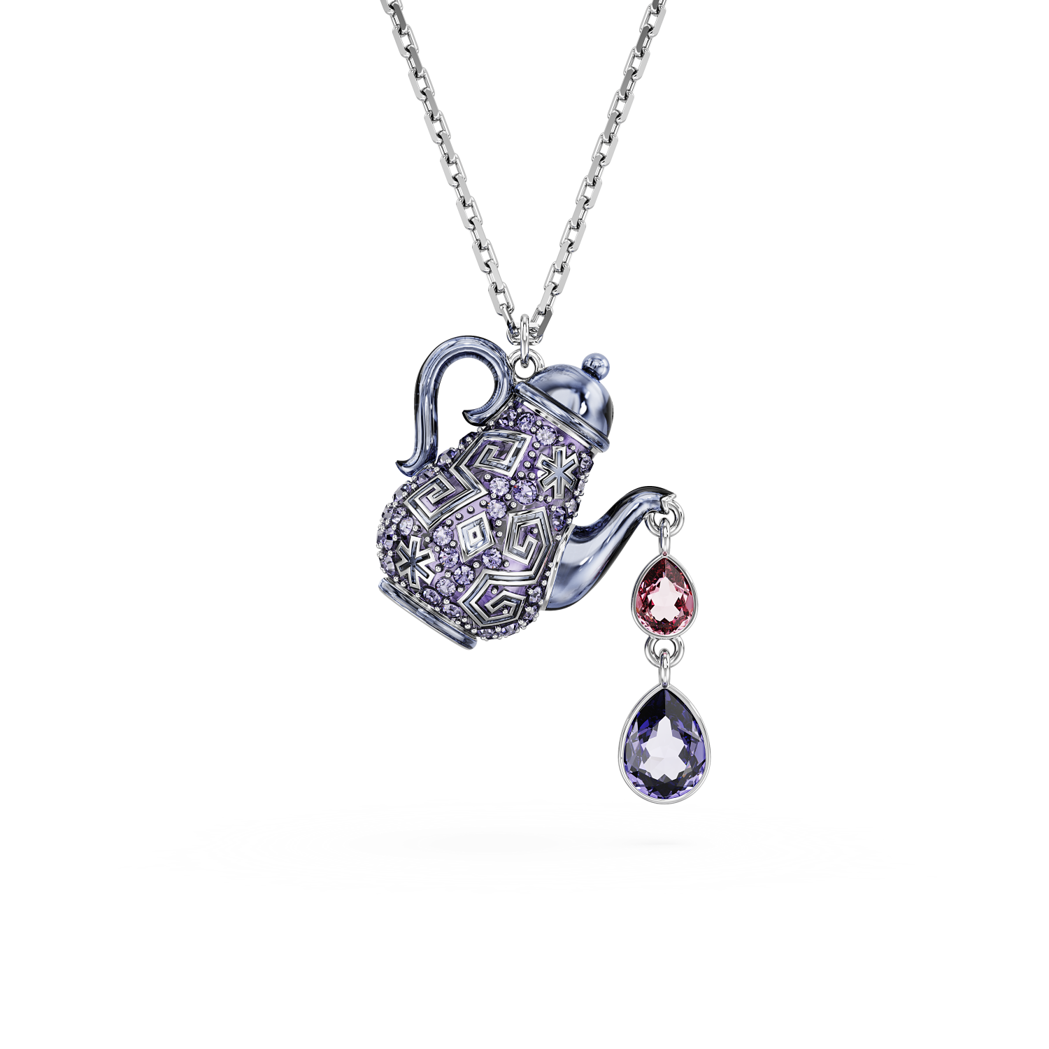 Swarovski - Pendente Alice in Wonderland, Teiera, Viola, Placcato rodio Ref. 5682807 - SWAROVSKI