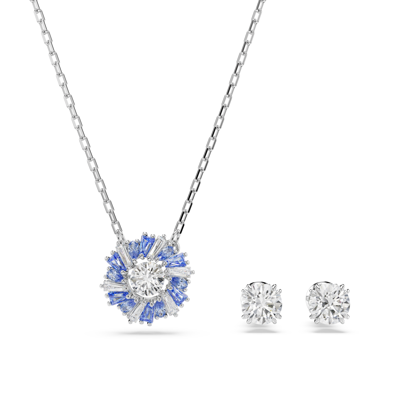 Swarovski - Set Idyllia, Taglio misto, Fiore, Blu, Placcato rodio Ref. 5685437 - SWAROVSKI