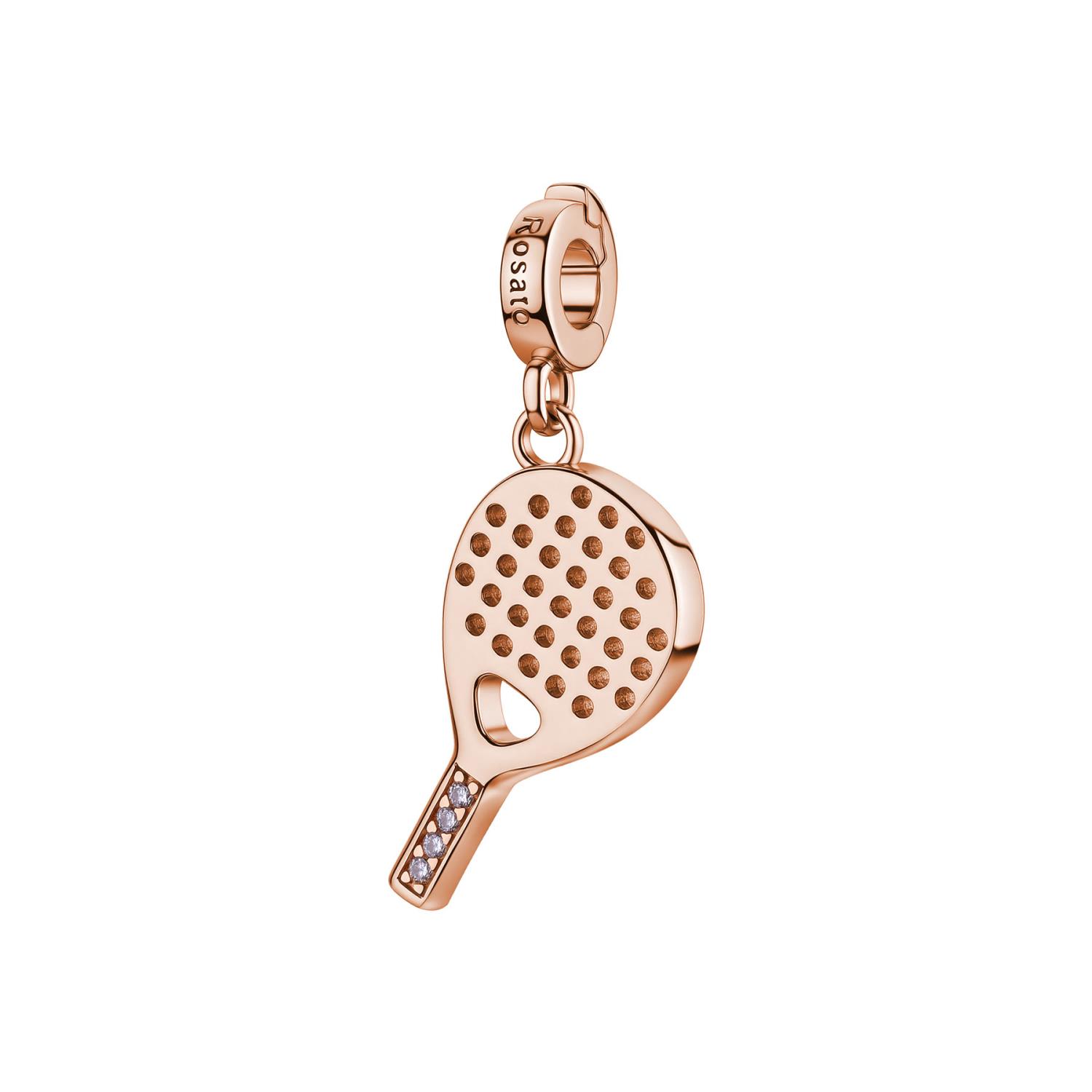 Rosato - Charm STORIE argento 925/1000, galvanica oro rosa, a forma di racchetta da padel Ref. RZ266 - ROSATO