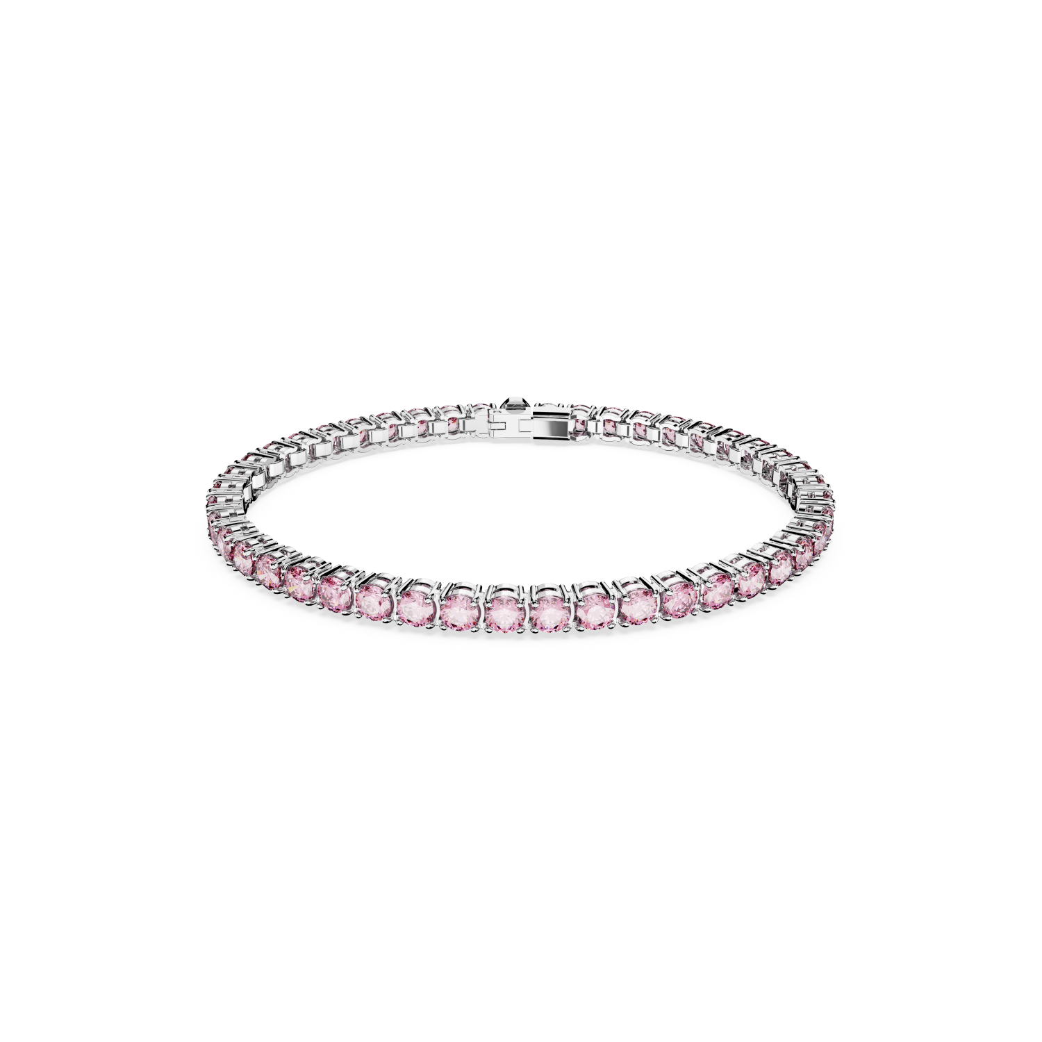 Swarovski - Braccialetto Matrix Tennis, Taglio tondo, Rosa, Placcato rodio Ref. 5648930 - SWAROVSKI